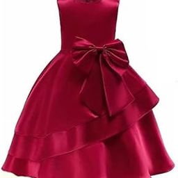 Alina-Enterprises Girl's Dress Frock for Girls Sleeveless Round Neck Satin-image-2