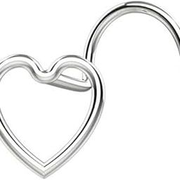 Sterling Silver Heart Nose Pin White Gold Plated Girls For Women-47