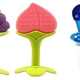 penio soft Baby Fruit Nibbler and Feeder with Silicone Teether (Multicolor) – BPA-Free, Non-Toxic, Portable, Organic Neem Wood Teether for Teething Relief-5