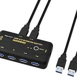 USB 3.0 Switch Selector 2 Computers Sharing 4 Port USB Peripheral Switcher Box Hub for Mouse, Keyboard, Scanner, Printer with 2 Pack USB Cable Support Keyboard Switching and Mouse Switching-6