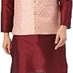 (Since 1958 Men's Silk Blend Kurta Pyjama & Nehrujacket Combo-image-42