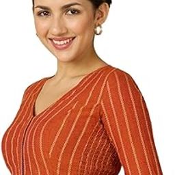 Women's Handloom Cotton Side Stretchable (Smocked) Readymade Saree Blouse-image-83