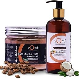 VOYD Coffee Body Scrub & Coconut Body Wash Combo | Exfoliating & Hydrating Skincare Duo for Smooth, Radiant Skin | Deep Cleansing & Moisturizing Formula | Perfect Body Care Set for All Skin Types | Free from Paraben, Sulfate & Silicone | Pack of 2 (150g & 300ml)-7