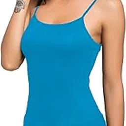 the blazze Women's U Back Cami Camisole Stretchy Spaghetti Strap Tank Top (L, Turquoises Blue)-picture-12