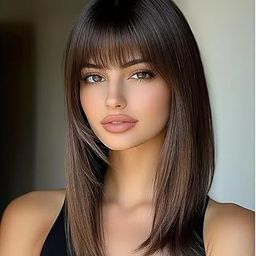 ASSU Brown Straight Synthetic Wig with Bangs for Women | Breathable Rose Net Cap, 150% Density | Perfect for Music Festivals & Spring Summer Events| Wig Accessories | Includes WigCap-image-50