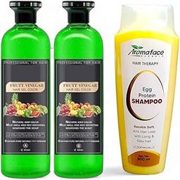 Aromaface Hair Care Set, Fruit Vinegar Hair Gel Color 2 Pack with Egg Protein Shampoo, Keratin Soft Anti Hair Loss Formula, 500 ml-image-72