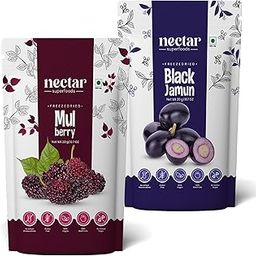 Nectar Superfoods Natural Freeze Dried Mulberry And Black Jamun | No Preservatives, No Added Sugar Dried Fruit | 100% Natural, Vegan friendly - Gluten Free | Combo Pack | 20 gram Pouch-image-18