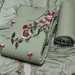 For Women Unstitched_Cotton Embroidered Suit Set with Nazneen Dupatta & Digital Print Lace – All Occasion Wear (Top+Bottom+Dupatta) Design No RANGEELA-MATERIAL-image-45