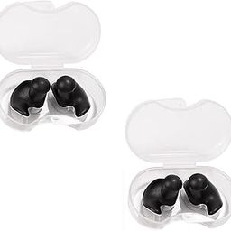 2 Pairs Earplugs, Waterproof Reusable Silicone Swimming Ear Plugs for Swimming Showering Bathing Surfing Snorkeling and Other Water Sports, Suitable for Kids and Adults (2 Pair Black)-59