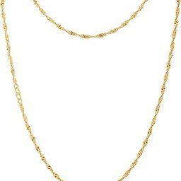 24 Inch and 22K Plane Gold Plated Chain Necklace for Womens-image-86