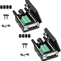 ANMBEST DB15 Solderless Serial to 15-pin Port Terminal Male Adapter Connector Breakout Board with Case Long Bolts Nuts (2PCS Male)-image-3