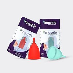 Imasafe Reusable Menstrual Cup for Women | Small Size with Free Pouch | Ultra Soft, Odour & Rash Free | 100% Medical Grade Silicone | Protection for Up to 8-10 Hours | Aquagreen + Red-image-105