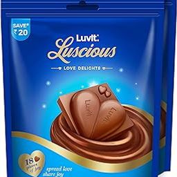 LuvIt. Luscious Love Delights - Heart Shaped Chocolate Bars | A Gift Of Love | Valentine's Gift | Pack Of 2-162G Each, 324 Gram-image-52
