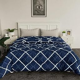 Kuber Industries Microfiber Winter Comforter for Double Bed - 220 GSM Reversible Zig Zag Design AC Quilt/Dohar (Blue)-image-2