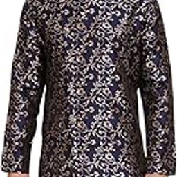 Men's Traditional Stitching Art Silk Floral Embroidered Ethnic Wear Regular Fit Mandarin Collar Long Sleeves Wedding Sherwani Kurta-image-22