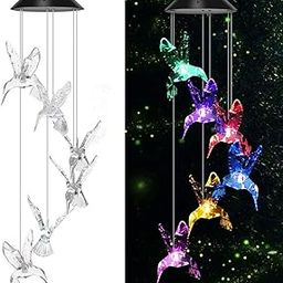 Epicgadget Solar Bird Wind Chime - Color Changing Outdoor Garden Decorative Lights for Walkway Pathway Backyard Christmas Decoration Parties (Clear Wing Hummingbird)-image-75