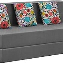 Rosebell Foldable Three Seater Sofa Cum Bed, Sofa Bed 5 X 6 Feet, Jute Fabric- Washable Cover- Including 3 Cushion Perfect for Home & Office for Guests(Grey Color)-image-11