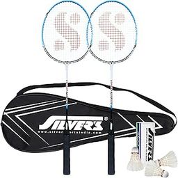 Silver's Aluminium Champ Badminton Kit (2 Racquets with Full Cover, 1 Box Feather Shuttlecock Pack of 3)(Blue/White)-24
