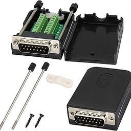 AAOTOKK DB15 Screw Terminal Block Adapter D-SUB 15 Pin 2 Row DB15 Male to 16 Pin/Way Female Serial Terminal Breakout Board Connector Signal Module with case (2Pcak/Male)-image-104