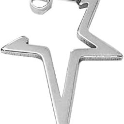 Star Shape Stylish Hoop Silver Stainless Steel Earrings For Men And Women-image-12