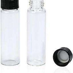 PUSHPA Borosilicate Glass Flat Bottom Culture Tube, glass vails 10ml pack of 10 With black Screw Cap for Precision Experiments-image-10