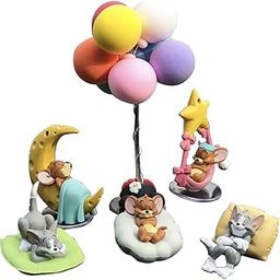 BCNJEPIN 5PCS Car Dashboard Decoration Items, Car Decor Accessories, Tom and Jerry Car Accessories Cute Toy for Car Dashboard and Animated Cartoon Car Interior Toys Table Top Pack with All Cars-picture-1
