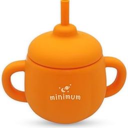 MINIMUM Baby Silicone Feeding Sippy Cup with Straw and Lid (Orange)|Babies and Toddlers (6 Months - 4 Years) Dual-Grip Handles, Spill Proof Design & Self-Feeding, Dishwasher Friendly (Orange)-picture-24