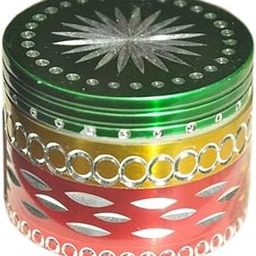 MOKSHA 50mm Diamond Metal Herb Storage Grinder Crusher with Honey Dust Filter 4 Parts Crusher for Grinding Herbs and Spices | 50mm | Color Rasta | Pack of 1-image-10