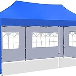 10x20ft / 3x6m Pop up Outdoor Canopy Tent | Portable Shade Instant Folding Gazebo Tent | Heavy Duty Gazebo Canopy Shelter 2 Mins Installation | 40Kgs (Blue with 3 Window Side Walls)-image-98