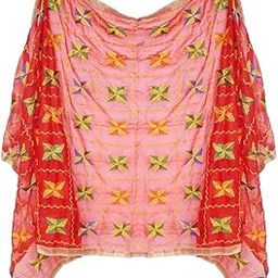 Embroidered Phulkari Chiffon Dupatta for Girls and Women for Karwachouth and Weddings Multicolor Pack of 1-image-60