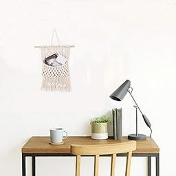 Indian Macrame Wall Hanging Magazine Holder Bohemia Chic Living Room Wall-Mounted Organizer for Mail Postcard Flowers Home Decor (Size- 18x16 Inches) Off White-image-24