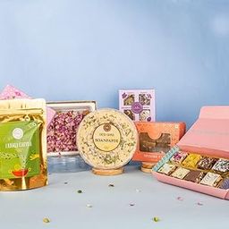 The Sweet Blend's Special Favourite 6-in-1 Hamper | Soan Papdi (300g), Farali Chivda (200g), Mysore Pak (250g)|Dry Fruit Bites, All-Flavor Crunch Mithai, Rose Kaju Katli | Premium Gifting Hamper-image-29