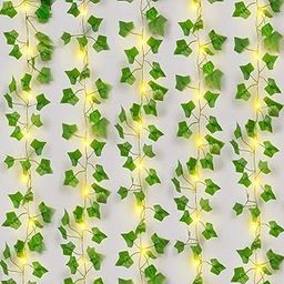 Party Santa Bringing Happiness Artificial Plants Ivy with LED String Light| Ivy 72 Leaves, 6.7 Feet Each| LED 3 Meter String Fairy Light| Door Wall Balcony Party Decoration. Realistic Greenery.-70