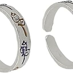 925 Sterling Silver Designer Cut Work Band Toe Rings/Chandi Bichiya ~ Pack in 2 Pieces-16