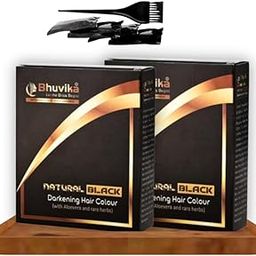 Bhuvika Natural Black Darkening Hair Colour (Black, Pack of 2 (2 X 4 Sachets, 30 Grams Each))-image-64