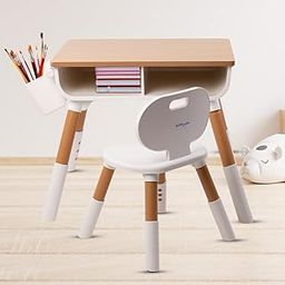 Bumtum Woodland Baby Study Table & Chair Set for 2-10 Years Kids | Height Adjustment Plug & Multipurpose Foldable Desk Set with Storage |Easy Installation Kids Desk Set-picture-28