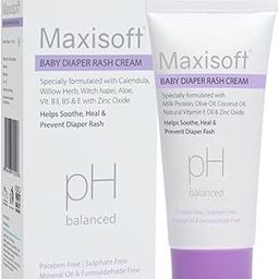 Maxisoft Baby Diaper Rash Cream 50 gm | Treats and prevents Diaper Rash | With Zinc Oxide, Calendula, Willow Herb, Witch Hazel, Aloe Vera, Vitamin B3, B5, E & | Paraben Free (Pack of 1 X 50 gm)-36