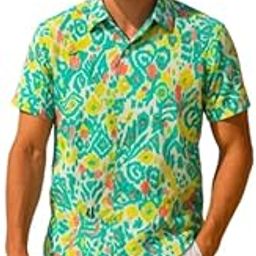 Men's Rayon Casual Short Sleeve Holiday Beach Button Down Shirt, Circle Print Pattern,-image-10