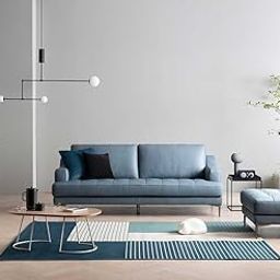 Fabrique Pastel 4 Seater with Puffy Leatherette Blue Sofa Set | Modern Furniture for Home Office & Living Room | Lightweight Design & Stainless Steel Legs-image-66