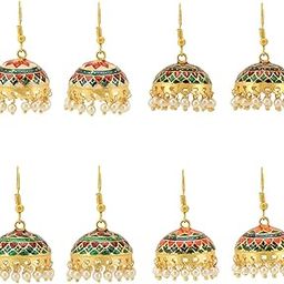 Meenakari Jhumka Earrings for Women Combo of 4 Pairs Handcrafted Jaipur Rajasthani Style Traditional Jhumka/Jhumki Earrings for Women and Girls-image-26