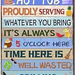 Welcome To Our Hot Tub Sign - Great Swimming Pool Outdoor Sign, 8x12 Inches Decorative Aluminum Signs for Indoor Outdoor Use for Home Patio Backyard Hot Tub Area Summer Beach Decor-image-81