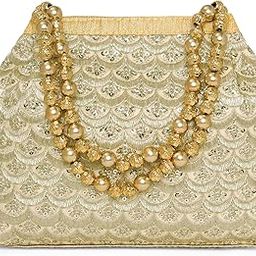 Gold Potli Embroidered Purse for Women Handmade Stylish Handbag Fashion Bridal Bag-image-7