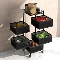 Plantex 5-Tier Kitchen Trolley with Wheels/GI Steel Vegetable Basket Stand/Onion Potato Rack for Kitchen-20