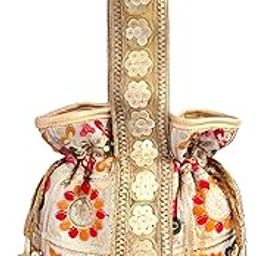 Embellished Silk Potli Bag for Women and Girls - Exquisite Handmade Embroidery, Sequin Work - Ideal for Parties, Weddings and festive season-image-74