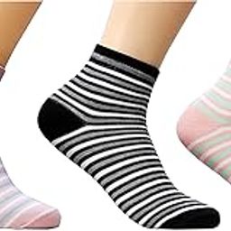 Women's Pure Cotton Ankle Length Socks , Free Size (Pack of 3)--[UE_Women_D-07]-picture-1