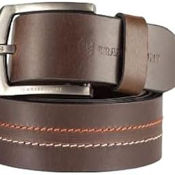 Brown Leather Belt with Stitching for Men | Original Branded Genuine Leather | Formal & Casual-image-2