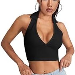 Round Neck Sleeveless Polo Crop Backless Ribbed Top-image-24