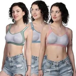 Stylish and Casual Non-Padded Wire-Free Sports Bra for Women Pack of 3-picture-52