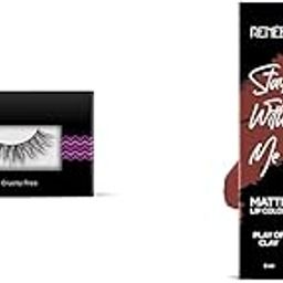 RENEE False Eyelashes Long Natural 3D Fake Eyelash Ash| 1 PairStay With Me Matte Liquid Lipstick, Long Lasting, Non Transfer, Water & Smudge Proof, Light Weight Liquid Lipstick, Play of Clay, 5ml-9