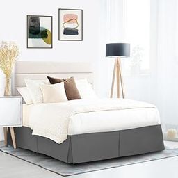 Bhoomi Impex Pleated Egyptian Solid Bed Skirt Dust Ruffle Luxury Microfiber 12” Tailored Drop - Single 30"X72"_Dgrey-11